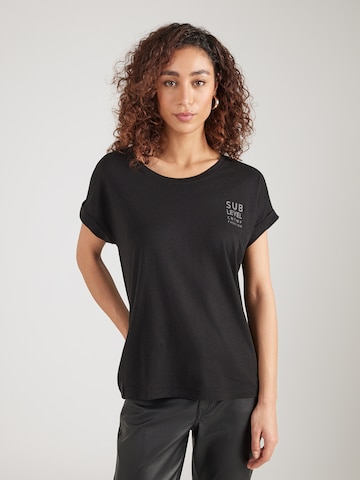 Tricou de la Sublevel pe negru: față