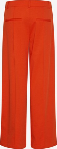 ICHI - Perna larga Calças com vincos em laranja