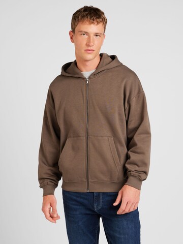 Only & Sons Zip-Up Hoodie 'ONSTURNER' in Brown: front