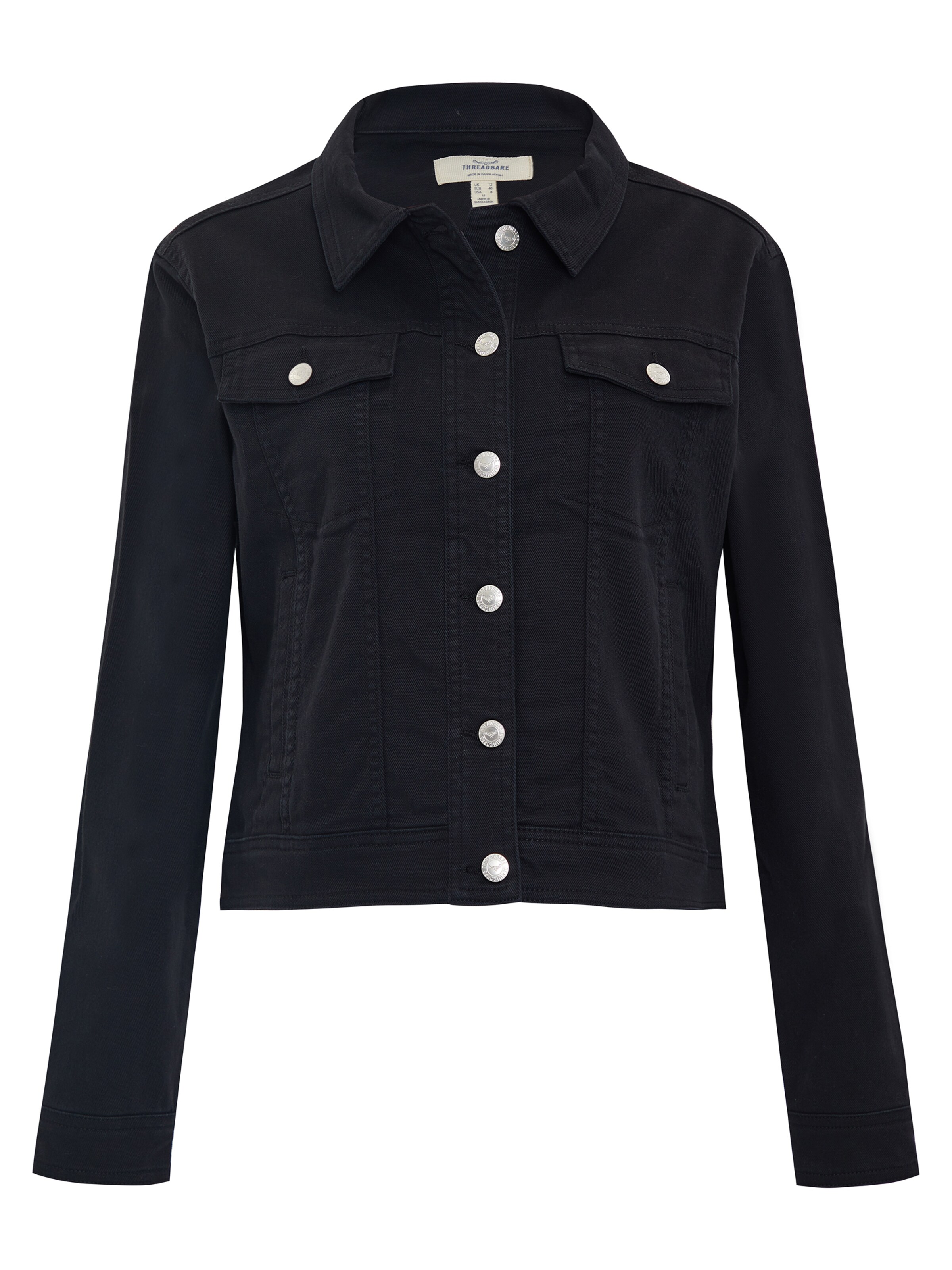 Threadbare Between-Season Jacket 'Rome' in Black: front