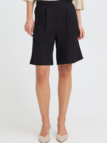 Oxmo - regular Pantalón ' OXNInna Linen Mix Bermuda ' en negro: frente