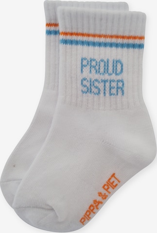 Pippa & Piet Socken 'Proud Sister' in Weiß: Vorderseite
