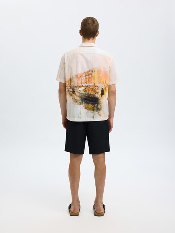 SELECTED HOMME Comfort fit Button Up Shirt in Orange