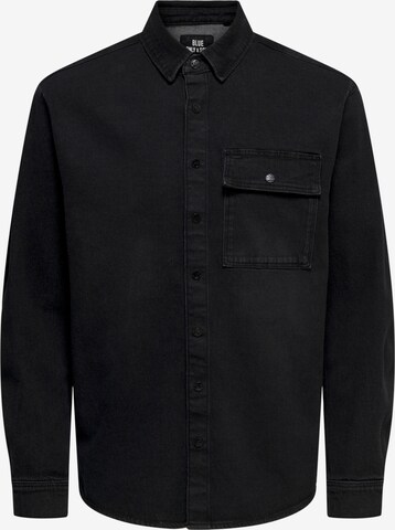 Only & Sons Regular fit Button Up Shirt in Black: front