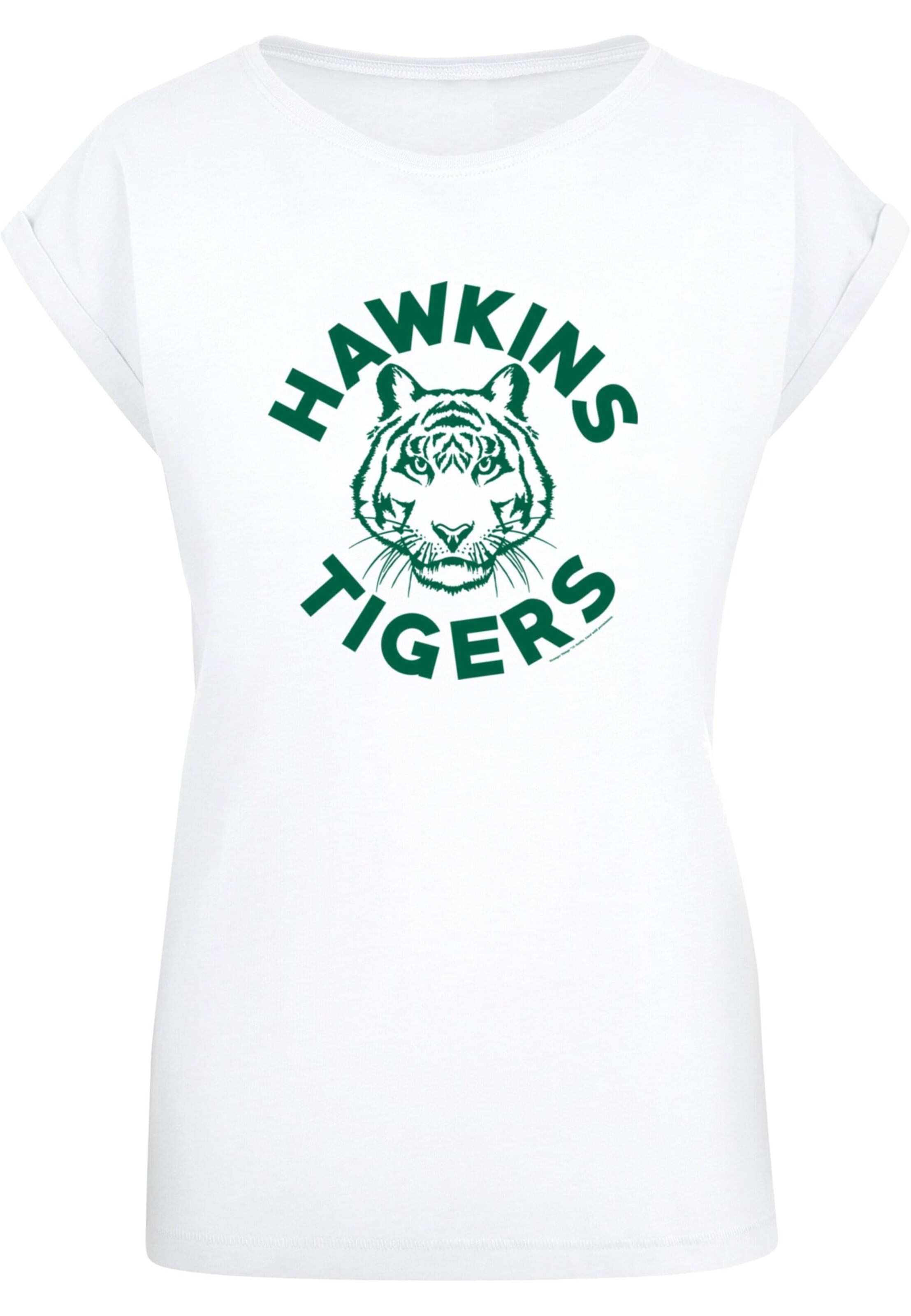 ABSOLUTE CULT Shirt 'Stranger Things - Hawkins Tigers' in White: front