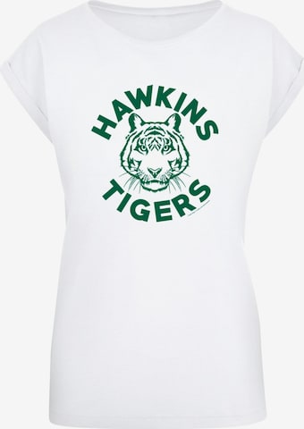 ABSOLUTE CULT Shirt 'Stranger Things - Hawkins Tigers' in Weiß: Vorderseite