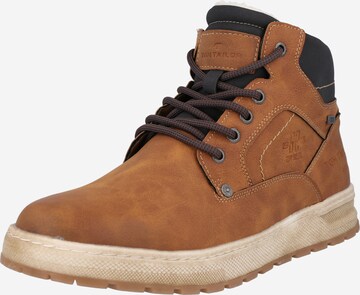 TOM TAILOR Lace-Up Boots in Brown: front