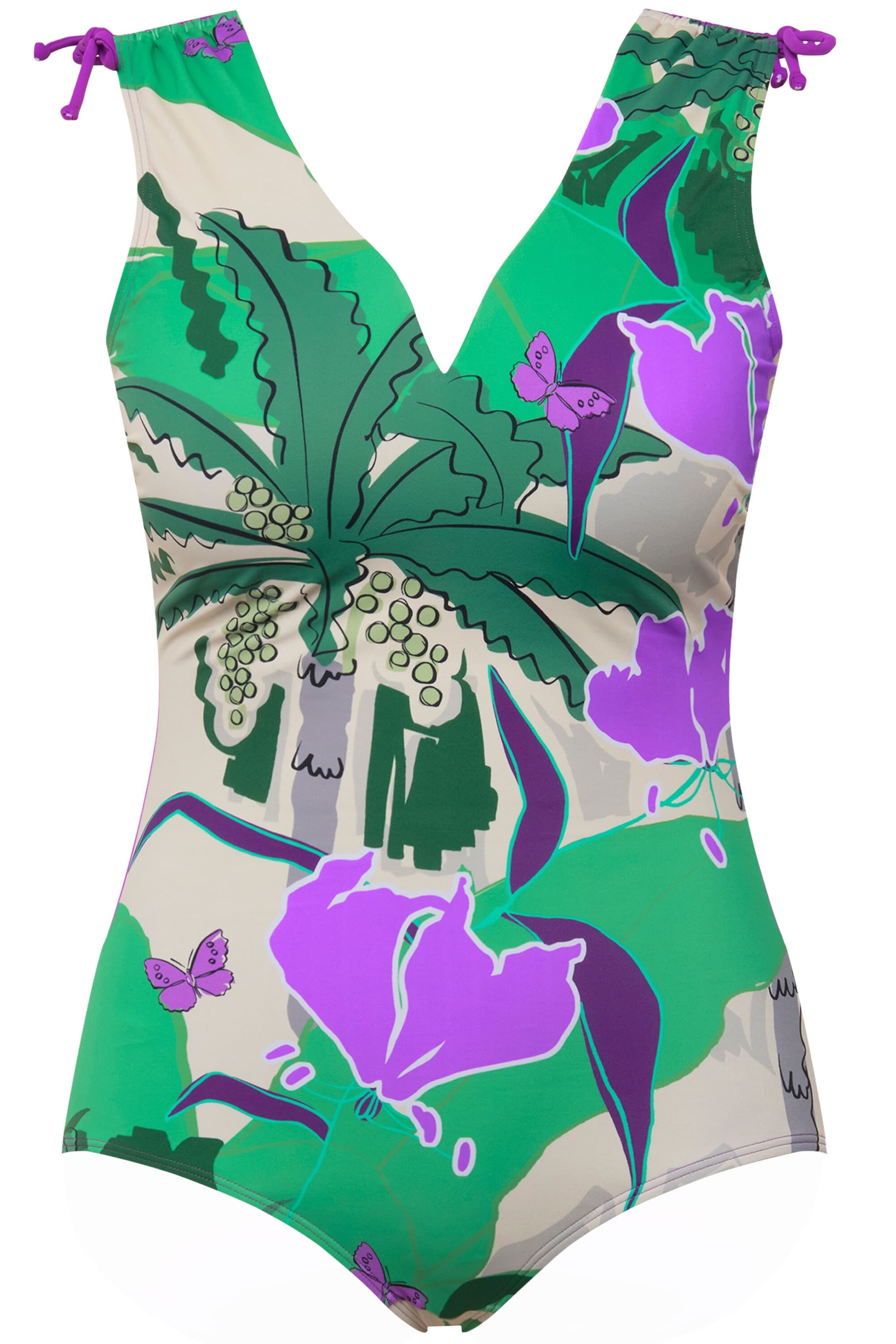 Ulla Popken Badeanzug in Lila: Vorderseite