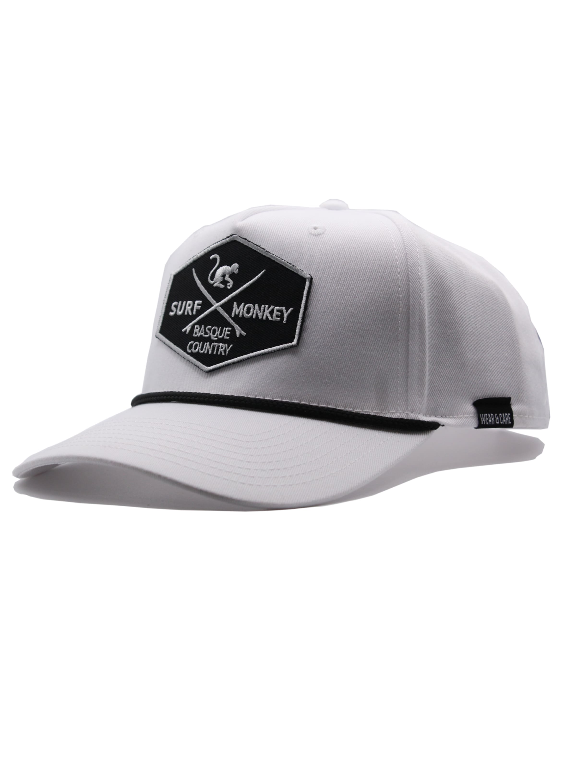 Surf Monkey Sportpet 'Baseballkappe mit Kordel' in Wit: voorkant