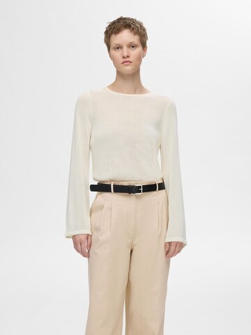 SELECTED FEMME Wide leg Pleat-front trousers in Beige