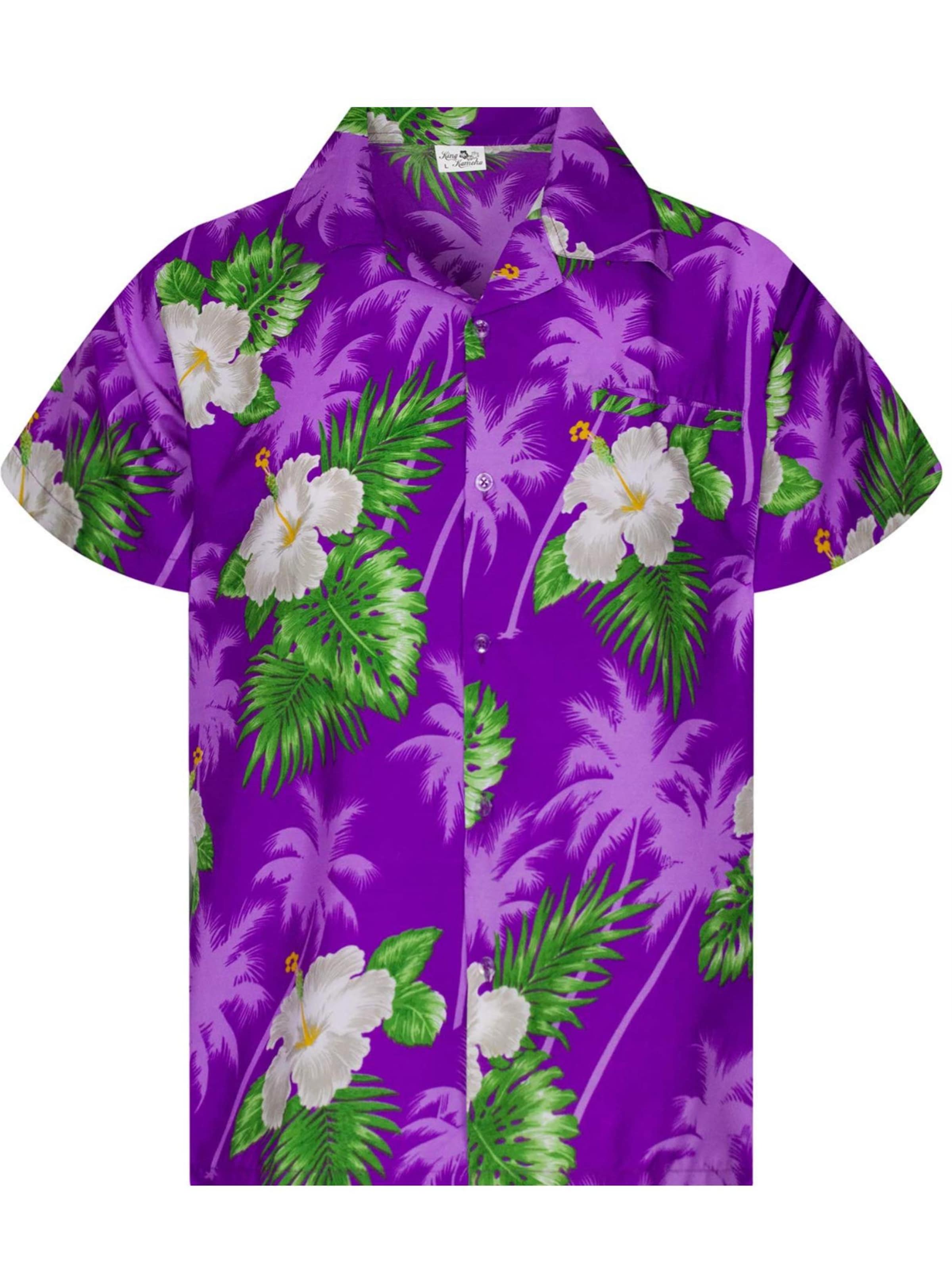 King Kameha Hemd 'Small Flower'‌‌‌‌‌‌ in Lila: Vorderseite