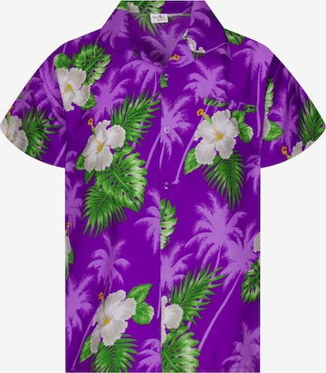 King Kameha Hemd 'Small Flower' in Lila: Vorderseite