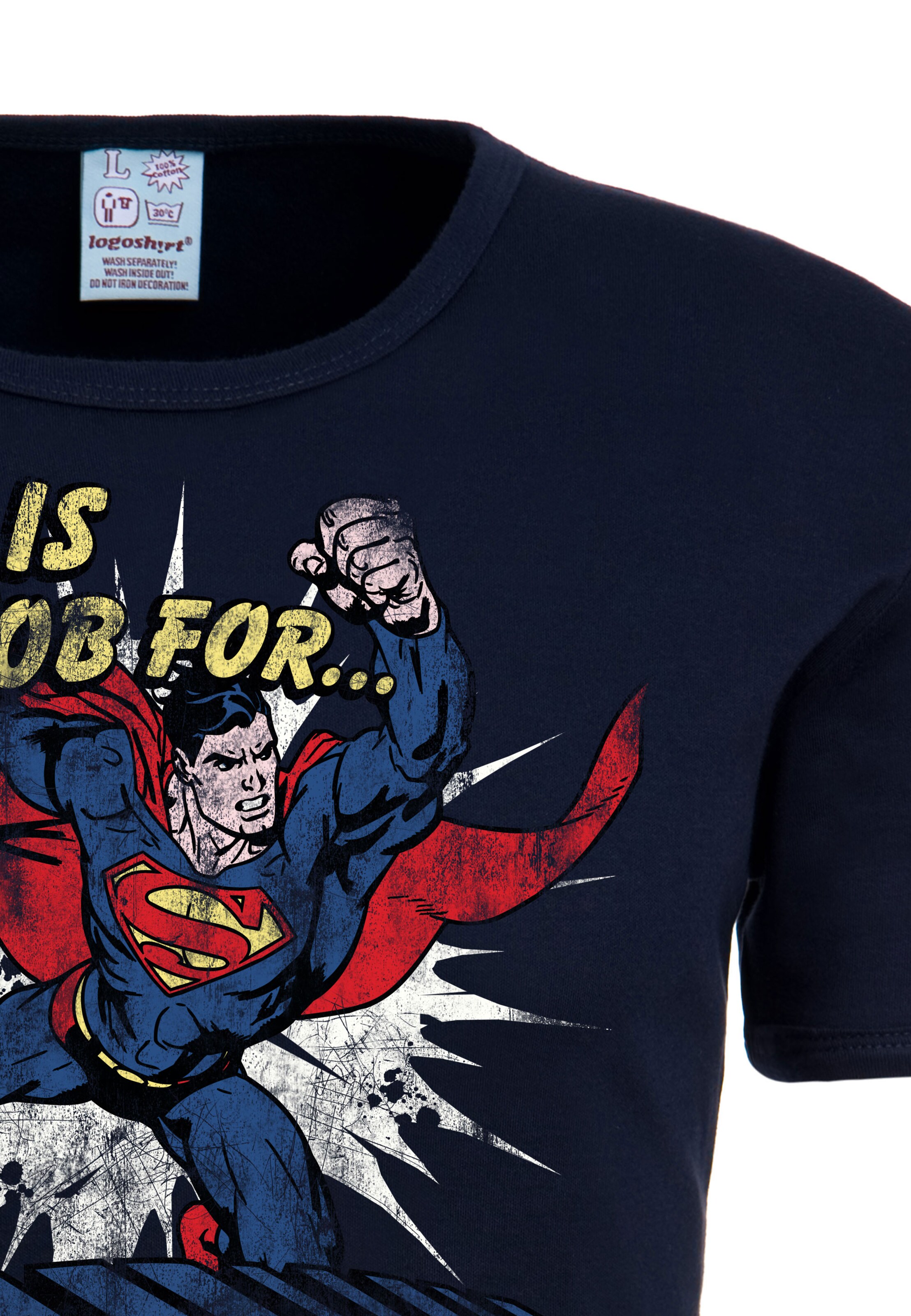 Männer Shirts LOGOSHIRT T-Shirt mit coolem 'Superman'-Print in Blau - EM80188