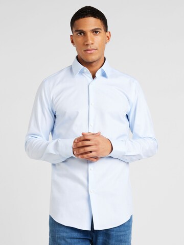 BOSS Slim fit Business Shirt 'P-Hanks' in Blue: front