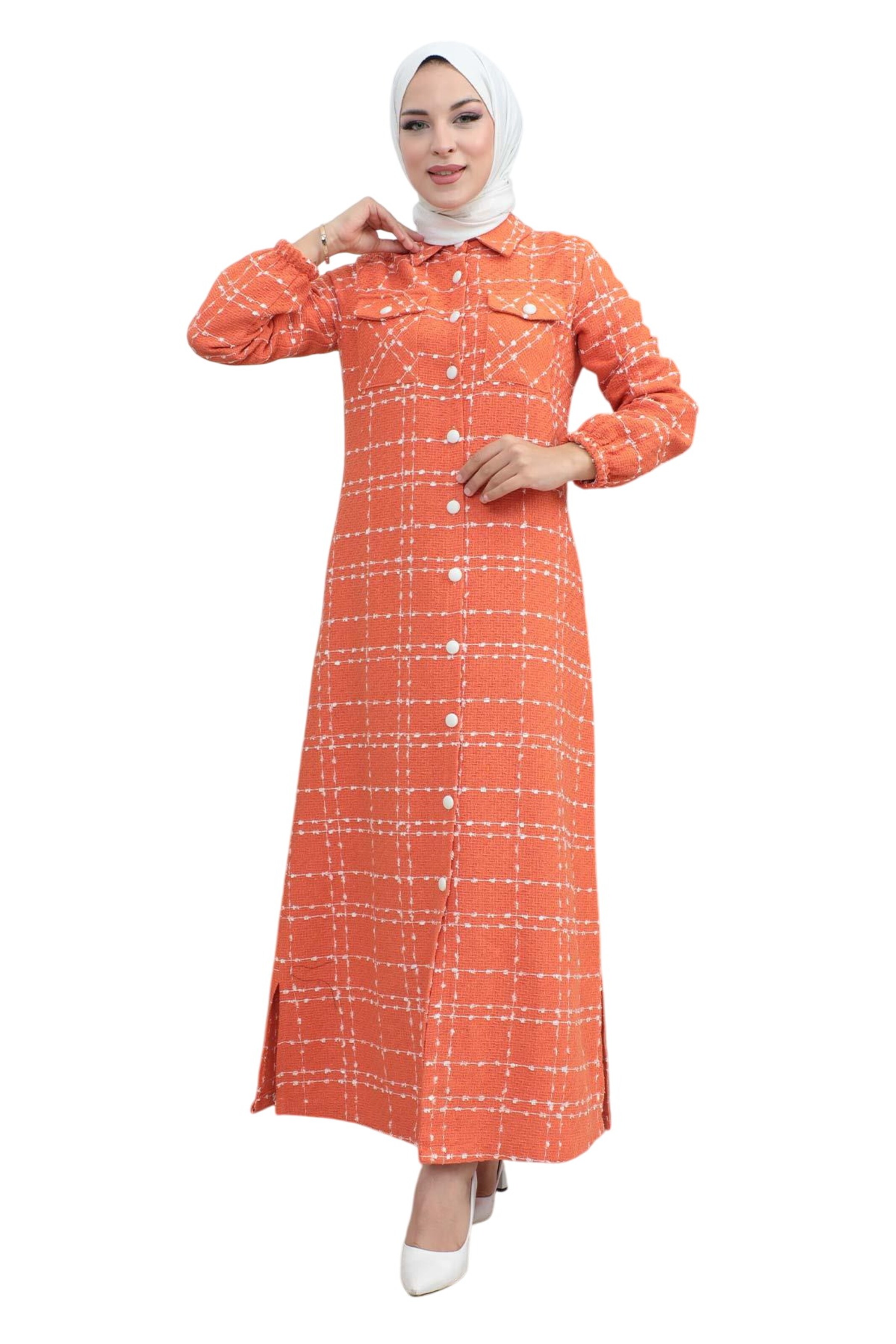 Manteau mi-saison MODAMIHRAM en orange : devant