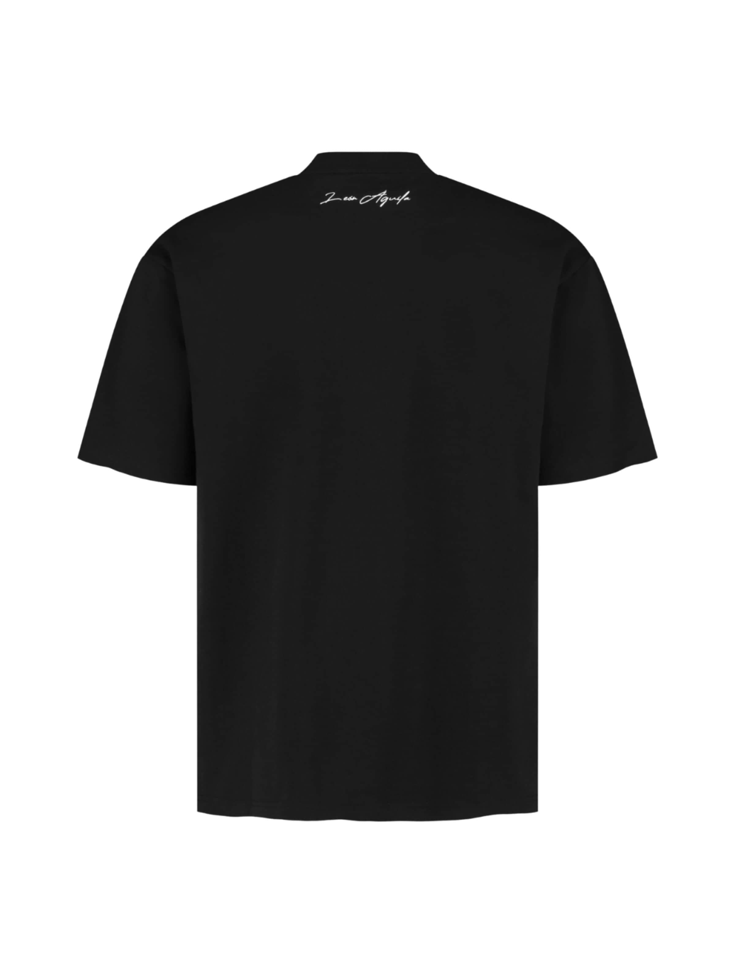 leon aguila Shirt 'Black Embroidered Tee' in Black