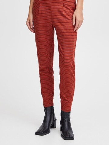 ICHI Slim fit Chino Pants 'KATE' in Red: front