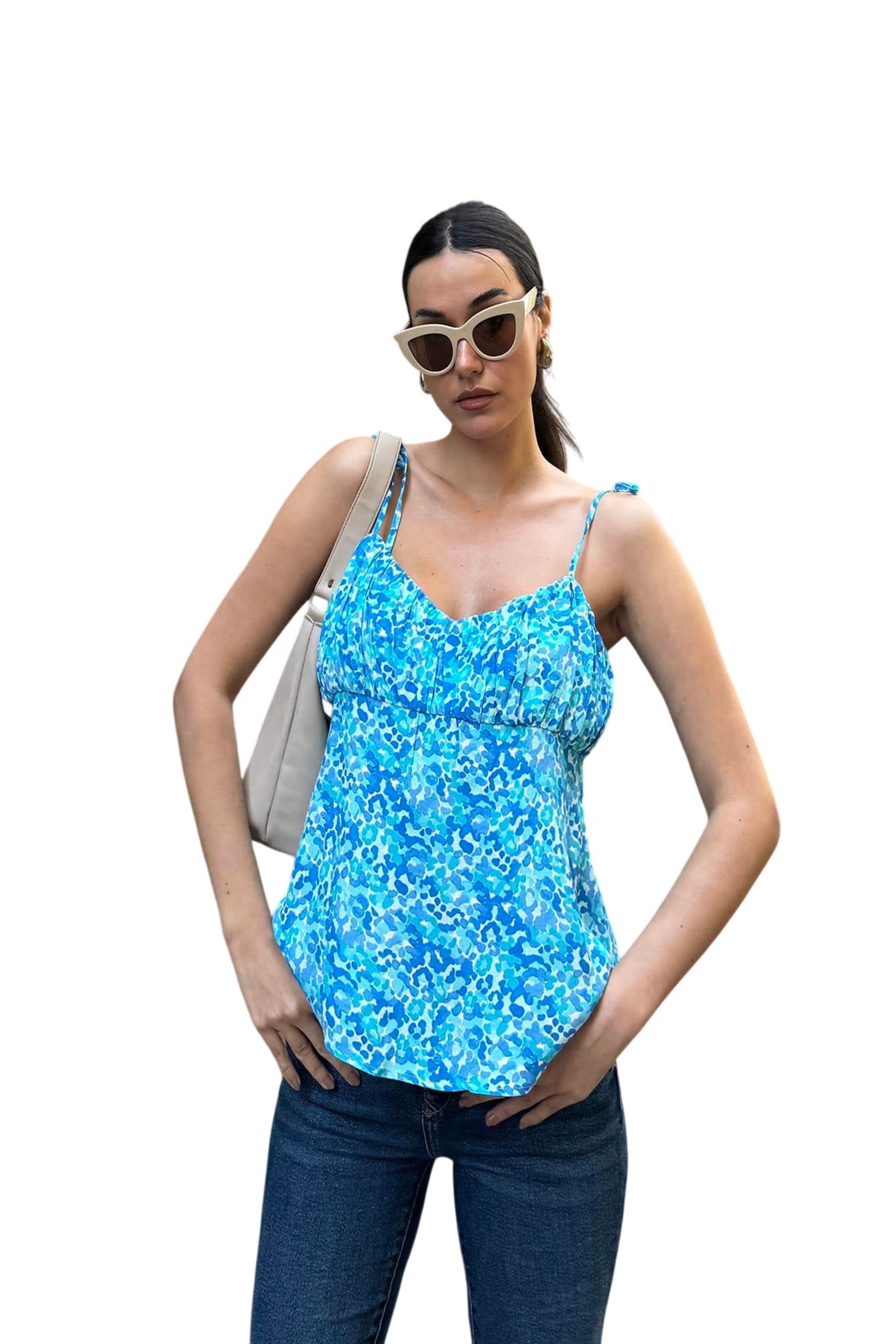 For You Moda Top in Blau: Vorderseite