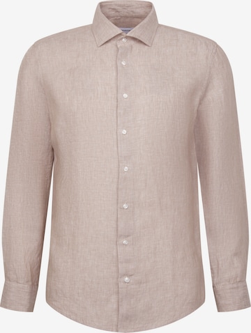 Coupe slim Chemise business 'Smart Linen' SEIDENSTICKER en beige : devant
