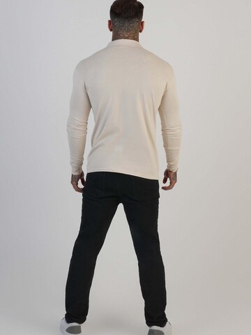 SikSilk Shirt 'Long Sleeve Revere Polo' in Beige