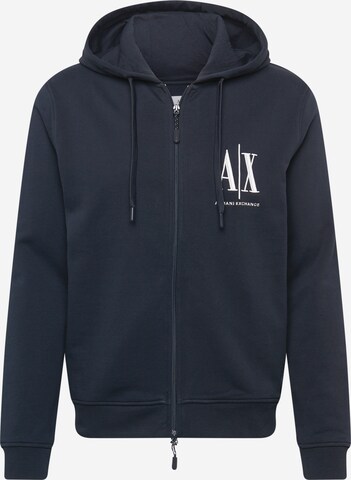 ARMANI EXCHANGE - Ajuste regular Sudadera con cremallera en azul: frente