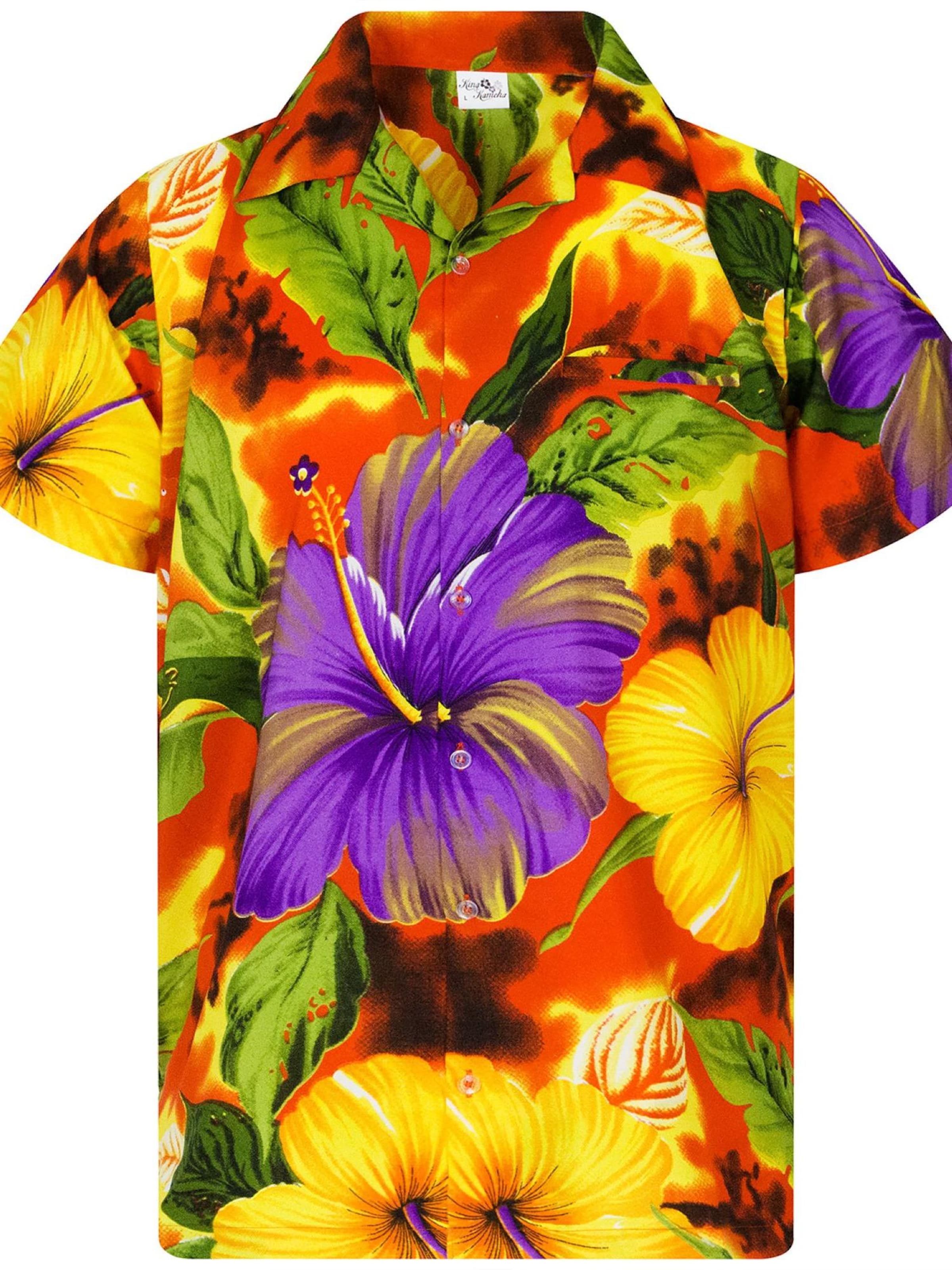 Maglietta 'Big Flower' di King Kameha in arancione: frontale