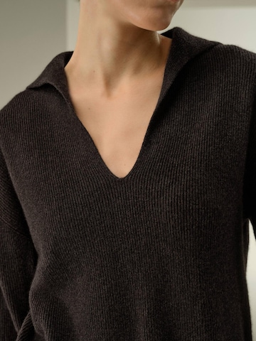 Lilysilk Pullover 'Gerippter Kaschmir Polo Pullover'‌ in Braun