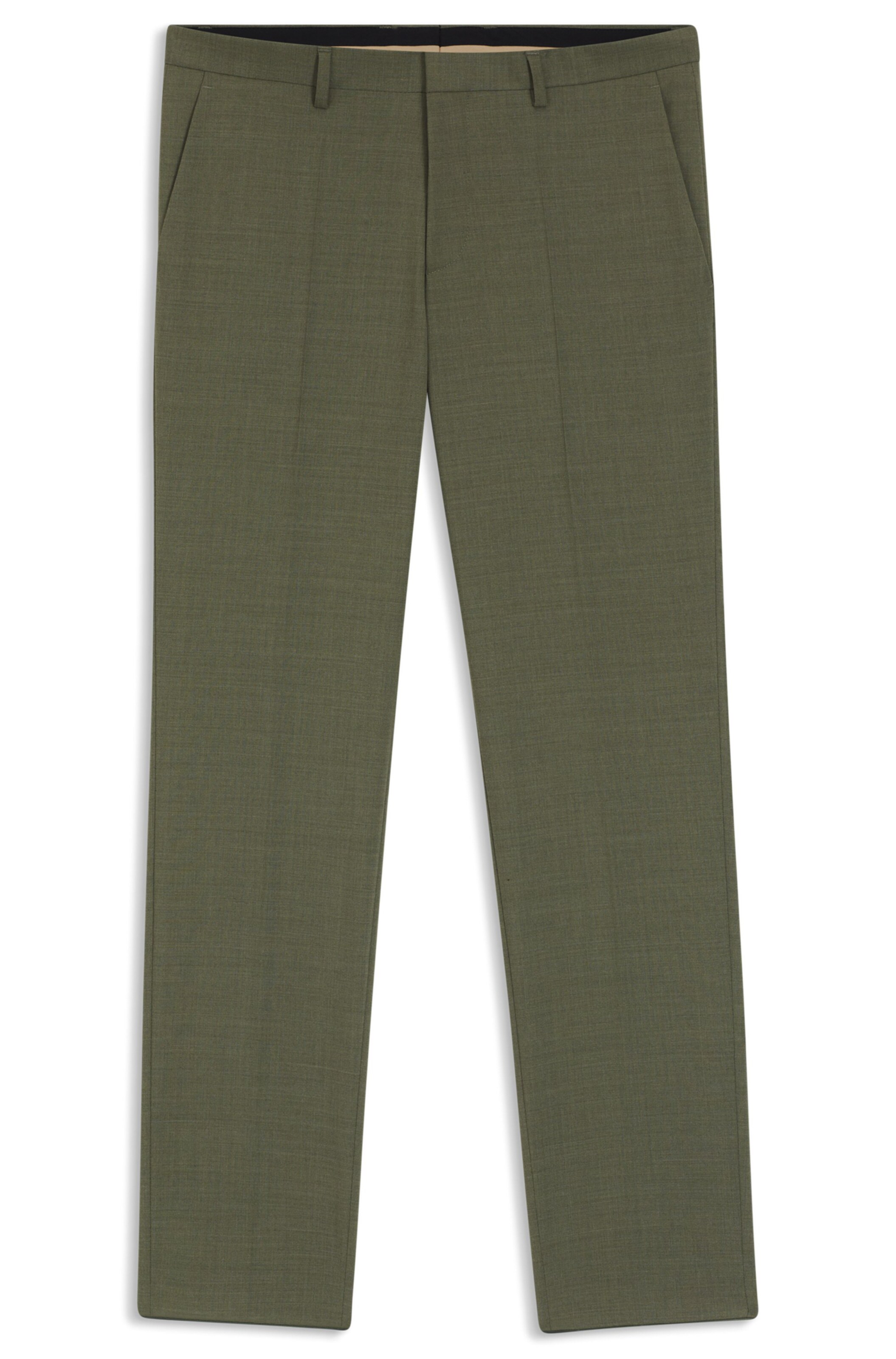 HUGO Slim fit Pleated Pants 'Hesten' in Green: front