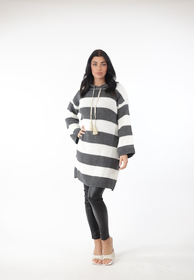 Elara Pullover in dunkelgrau / weiß, Produktansicht