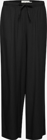 ICHI Wide leg Broek 'Ihlino' in Zwart: voorkant