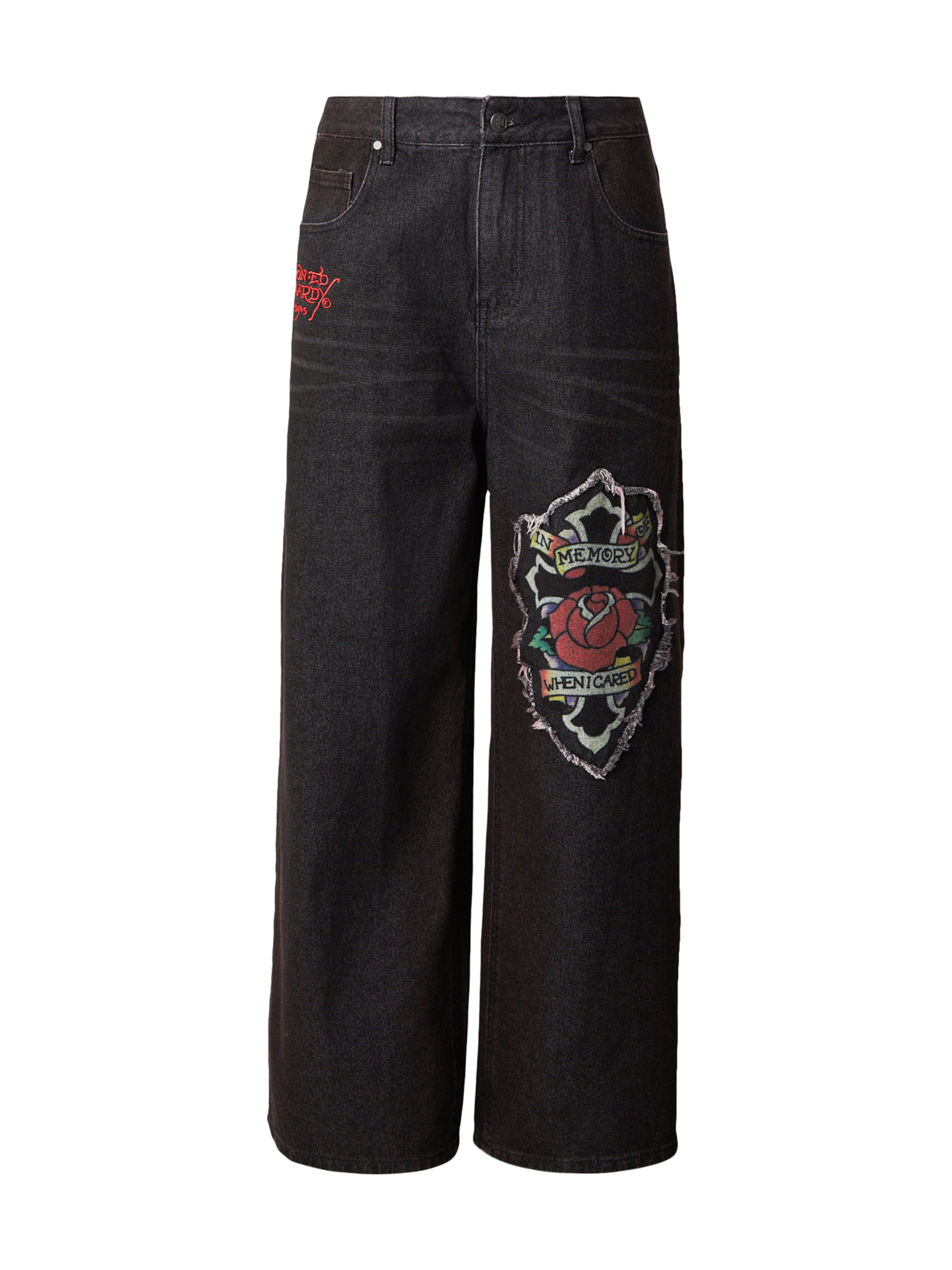 Wide leg Jeans de la Ed Hardy pe negru: față