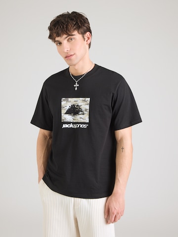 melns JACK & JONES T-Krekls 'JCOBREEZE': no priekšpuses