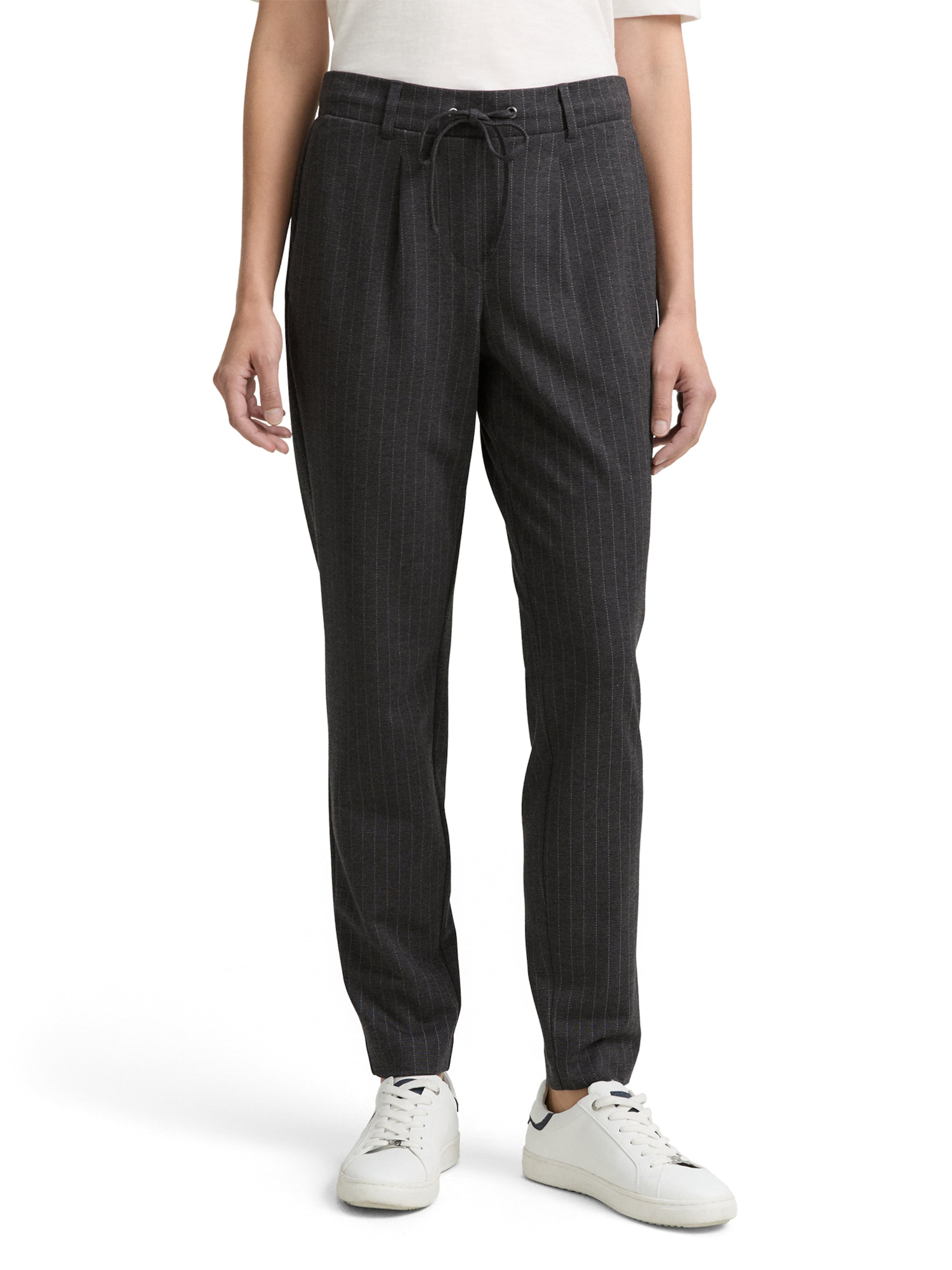 TOM TAILOR Regular Bandplooibroek in Grijs: voorkant