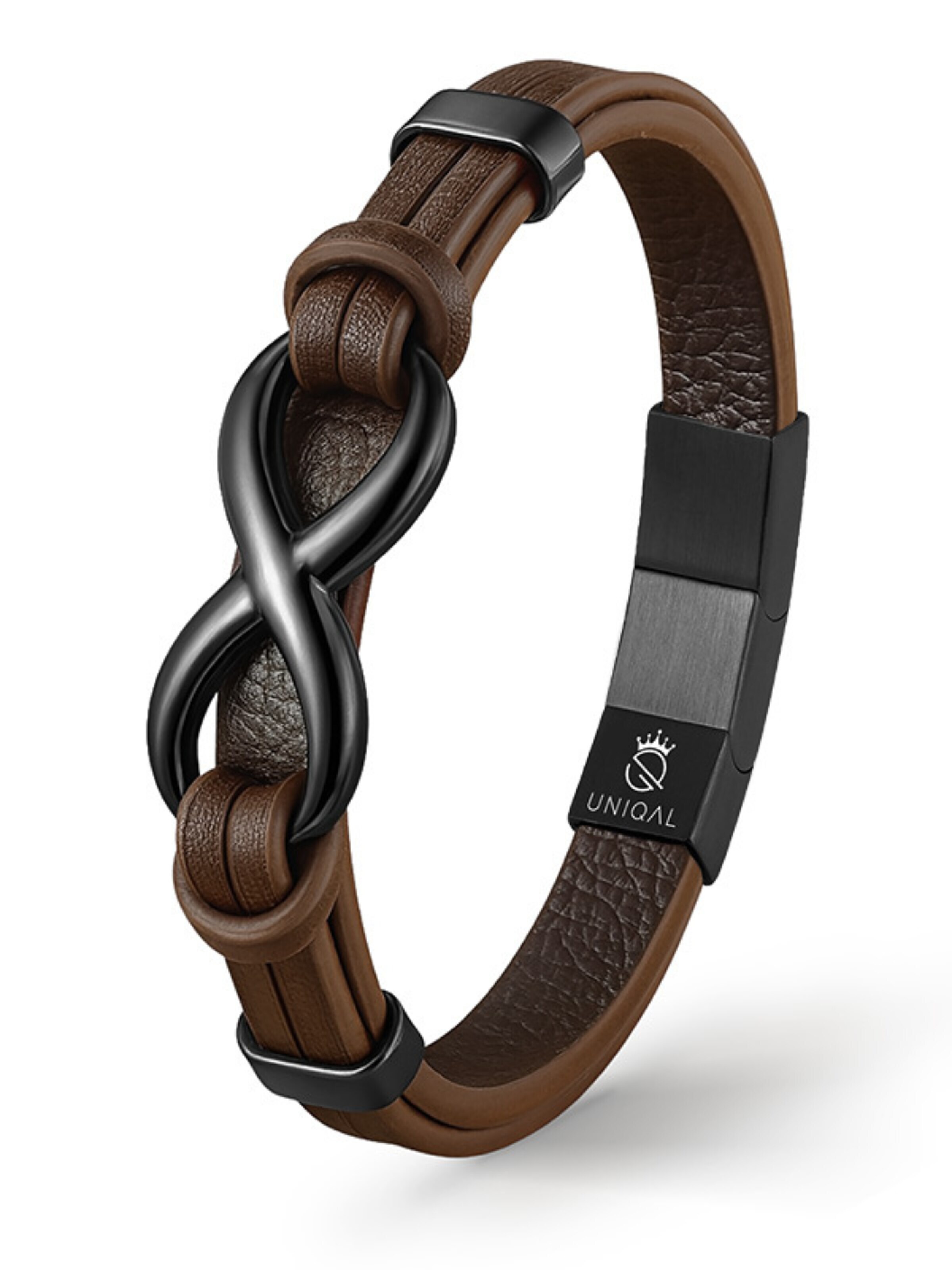 UNIQAL Armband 'INFINITY' in Bruin: voorkant