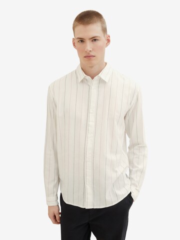 TOM TAILOR DENIM Comfort fit Button Up Shirt in White: front
