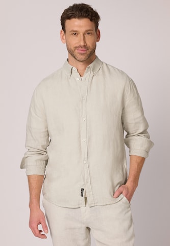 Street One MEN Comfort fit Button Up Shirt in Beige: front