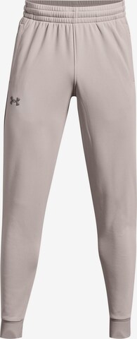 UNDER ARMOUR Tapered Workout Pants 'Armour' in Beige: front