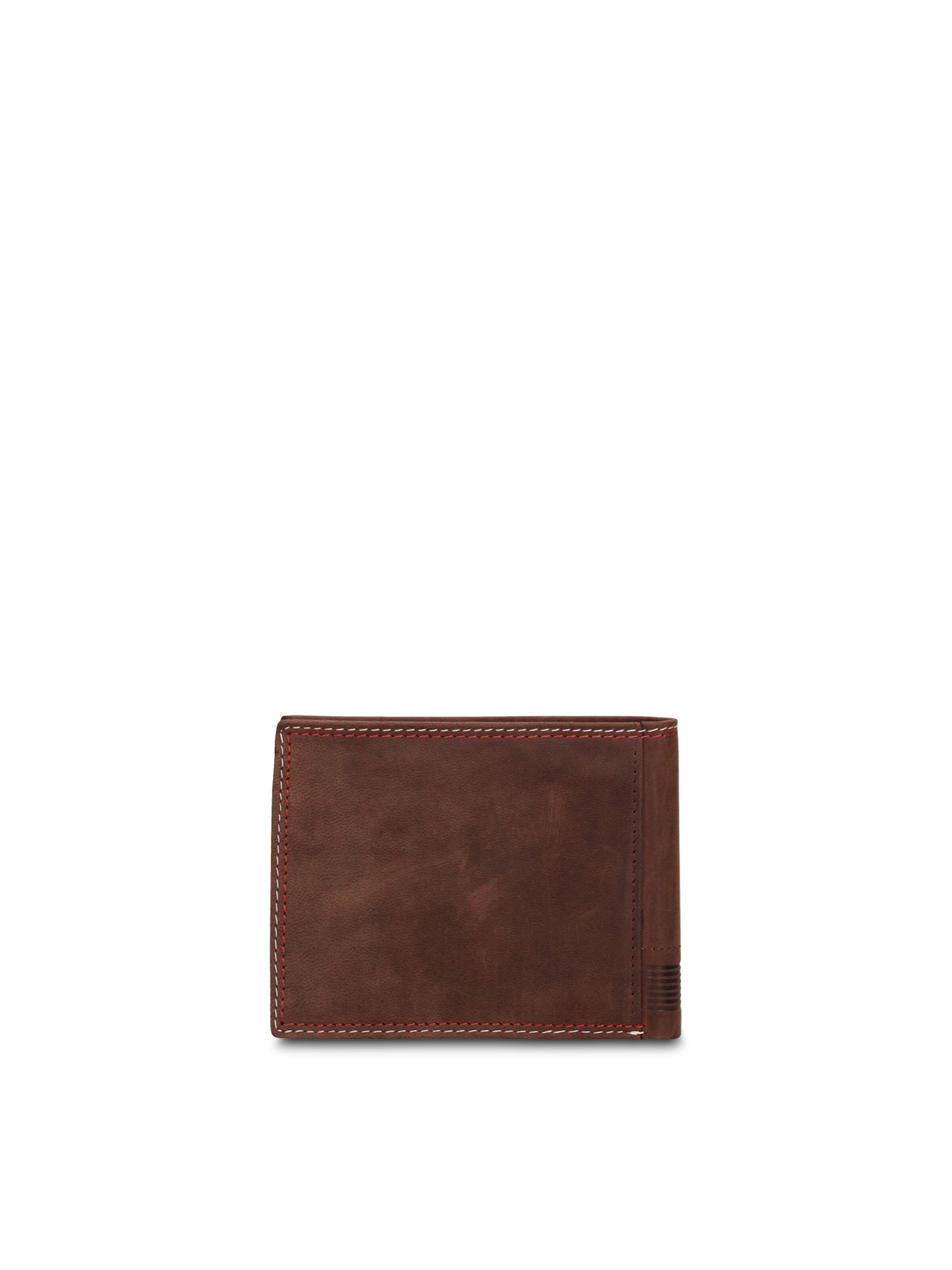 Portamonete 'Portafoglio Uomo Vera Pelle con Cuciture Rosse - Slim Design 12,5x9,5 cm' di cotton belt in marrone