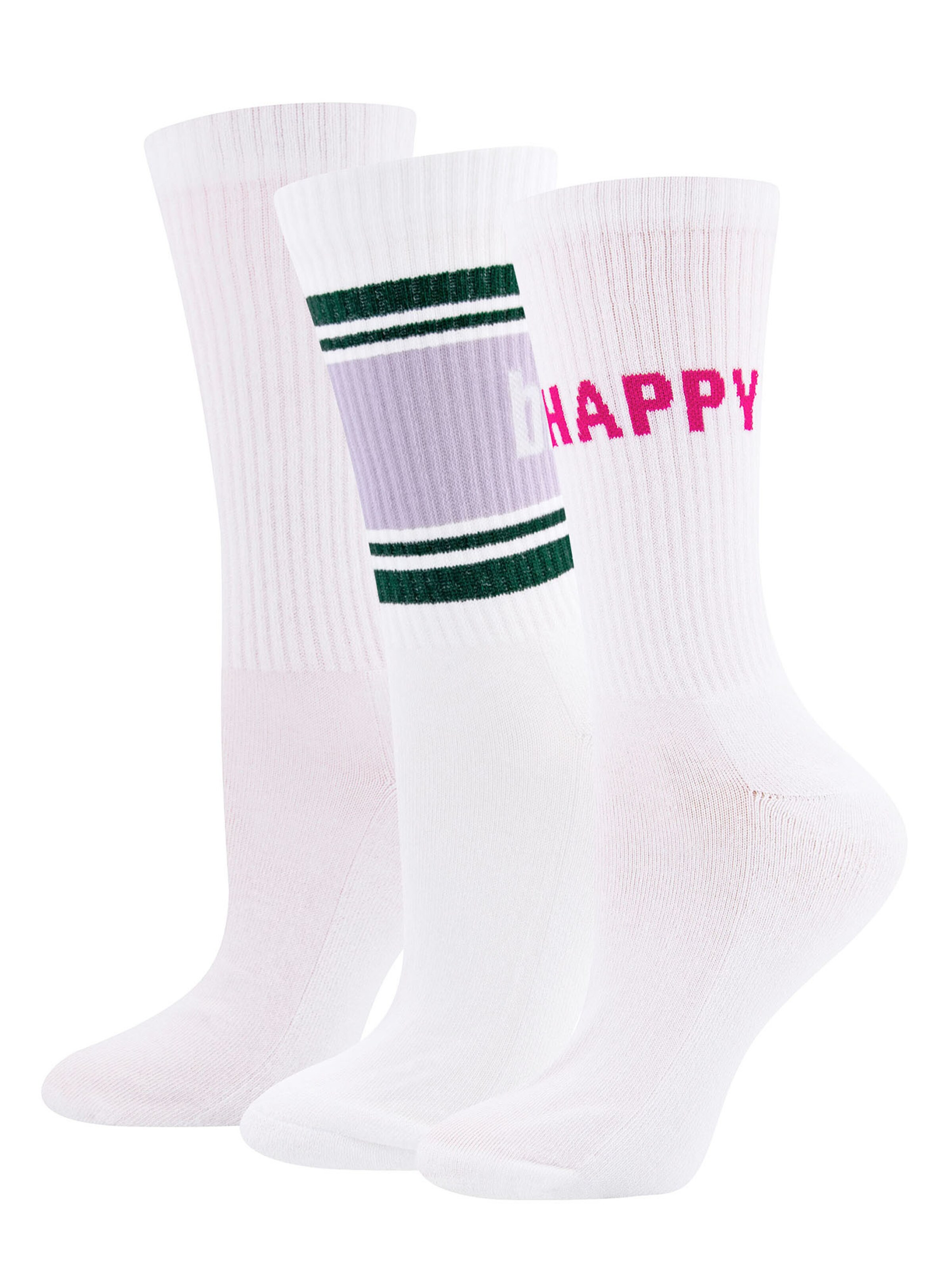 EWERS Socken Happy/Ciao Amore/Better Together 3er Pack in Weiß: Vorderseite