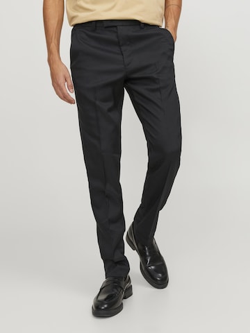 JACK & JONES Slim fit Trousers with creases 'Marco' in Black: front