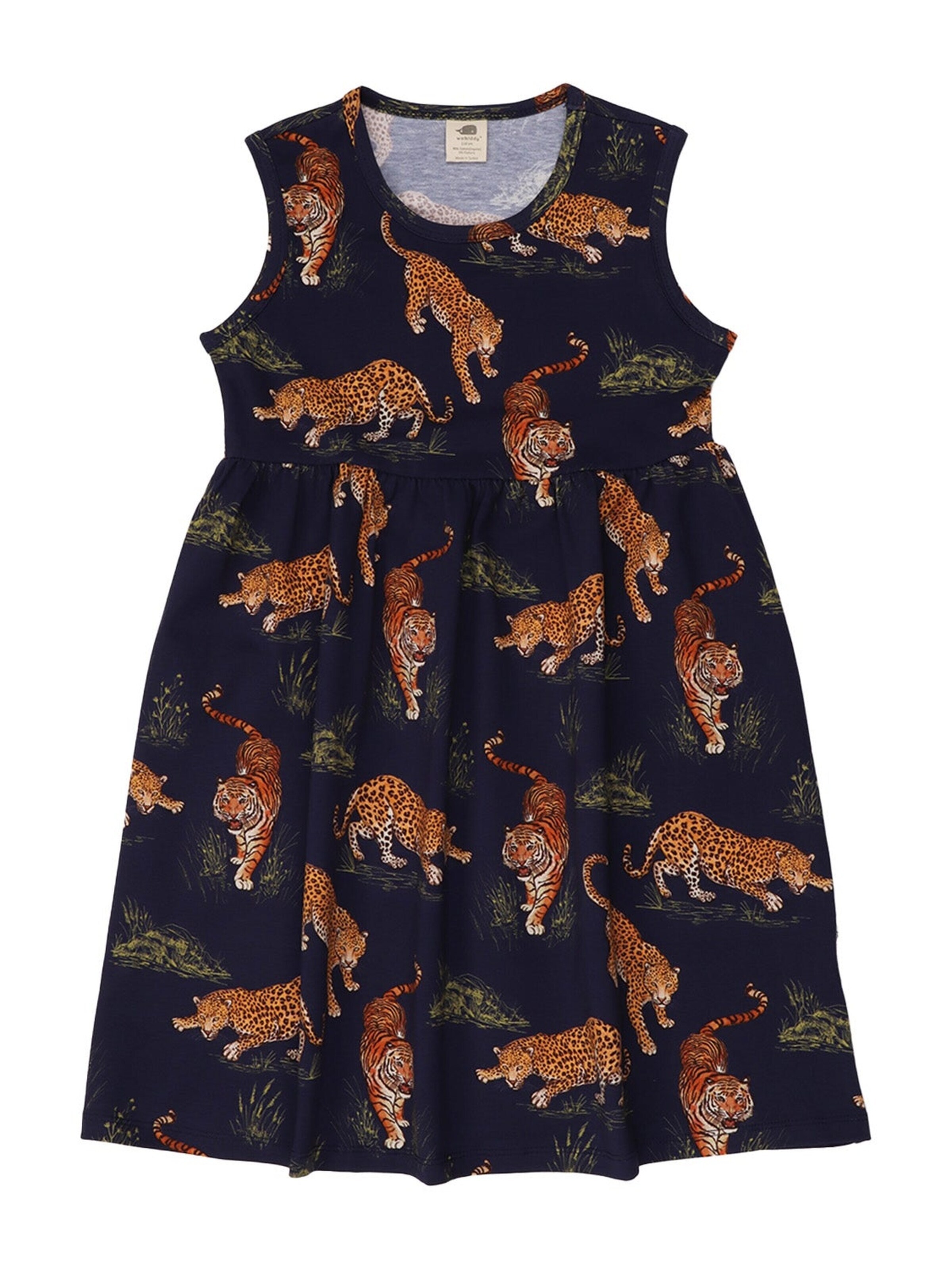 Walkiddy Kleid 'Tigers and Leopards'‌‌ in Blau: Vorderseite
