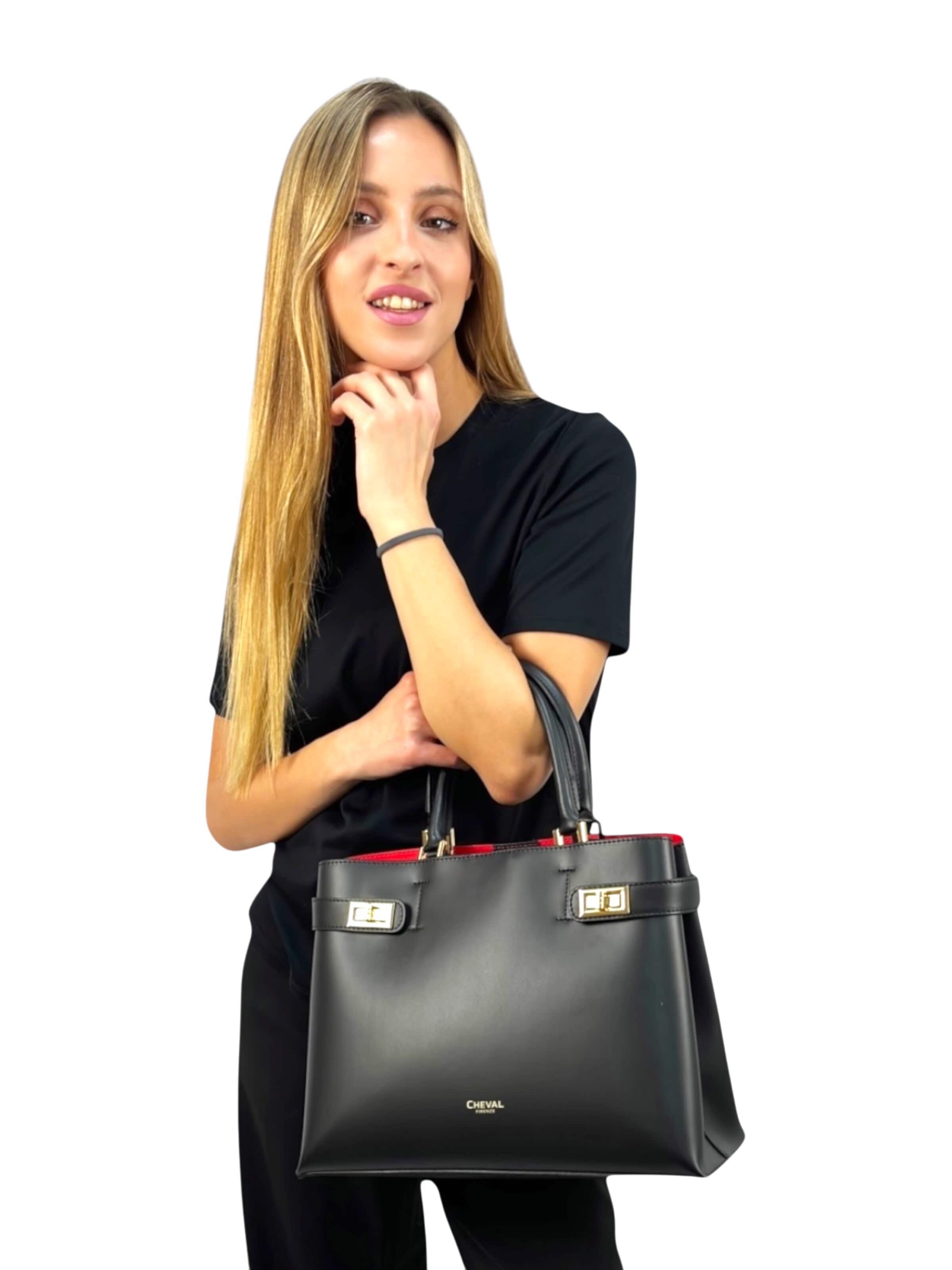 Cheval Firenze - Bolso de mano 'Shedir' en negro: frente