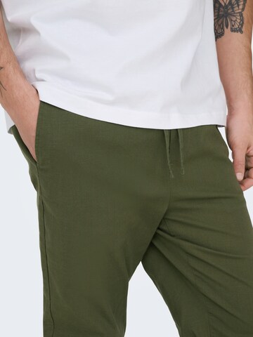 Only & Sons Tapered Nadrág 'ONSREID LINUS' - zöld