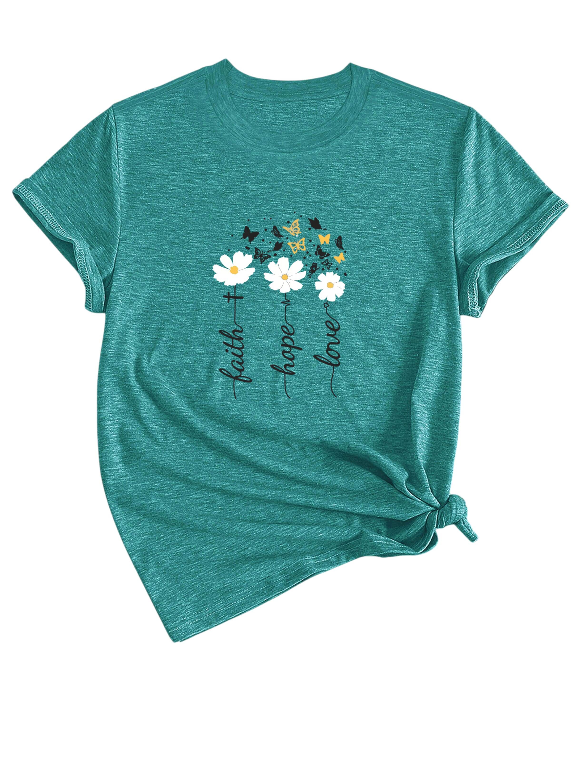 GORHEY Shirt 'Women's Summer Casual Color T-Shirt with  Daisy Print' in Blauw