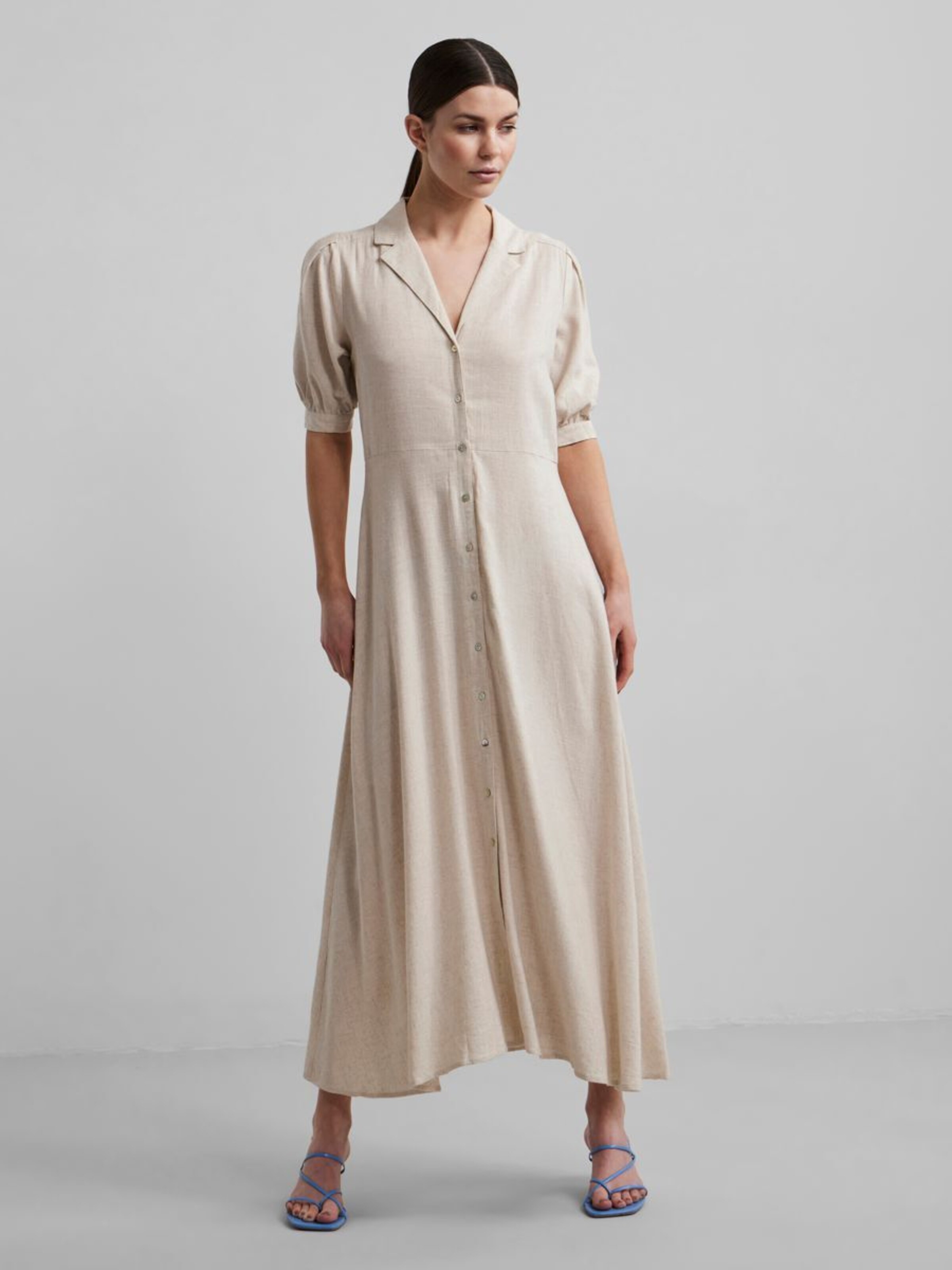 Frauen Kleider Y.A.S Blusenkleid 'FLAXA' in Beige - HL29766