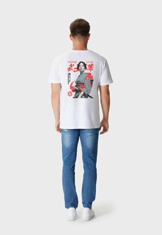 Oldskull T-Shirt 'Asian Blossom Warrior Graphic' in Weiß