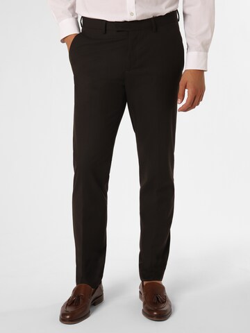 Coupe slim Pantalon à plis 'California' Finshley & Harding en marron : devant