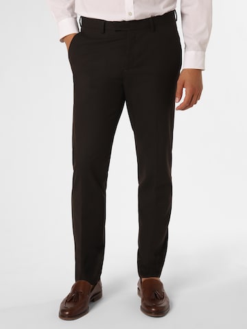 Finshley & Harding Slim fit Pleated Pants 'California' in Brown: front