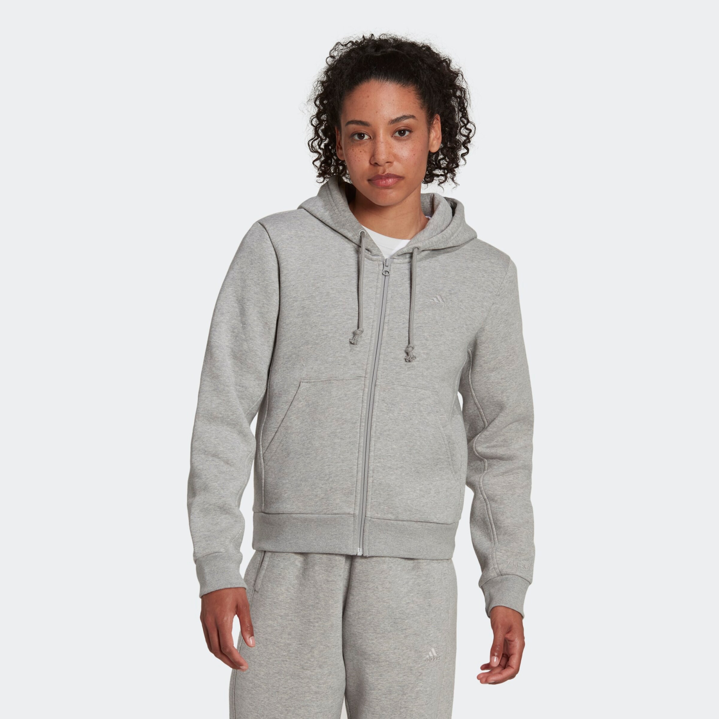ADIDAS SPORTSWEAR Athletic Zip Up Hoodie All Szn in Mottled Grey ABOUT YOU