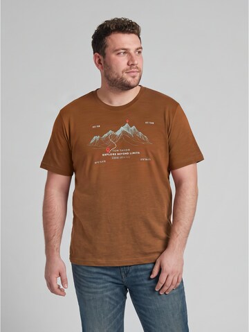 TOM TAILOR Men + Plus Size - T-Shirt mit Print in Braun: Vorderseite